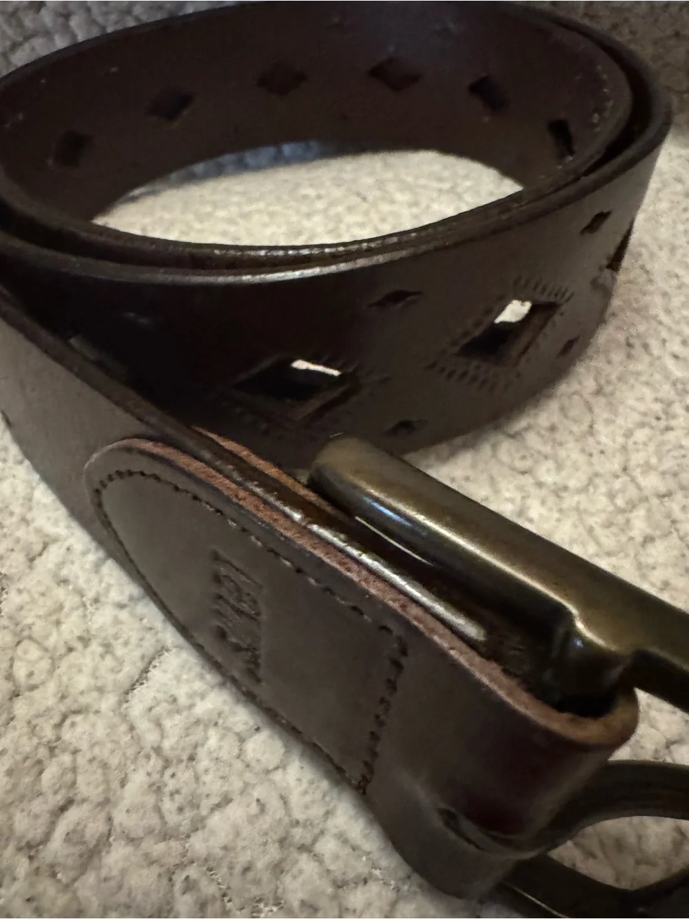 Levi's Dark Brown Leather Boys Belt with Diamond Cutouts Size L Large